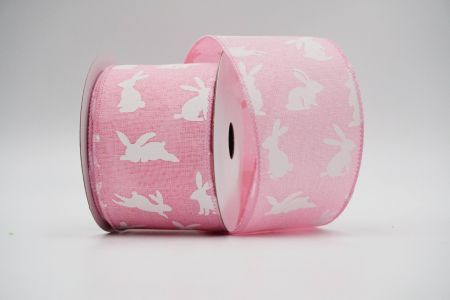 Decorated Easter Wired Ribbon_KF6864GC-5-5_Pink